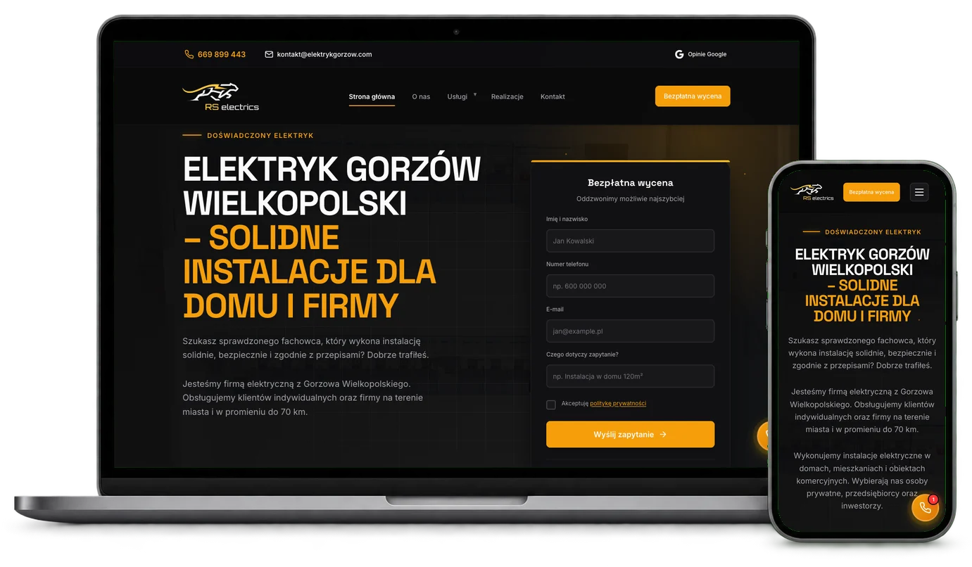 Strona internetowa Elektryk Gorzów