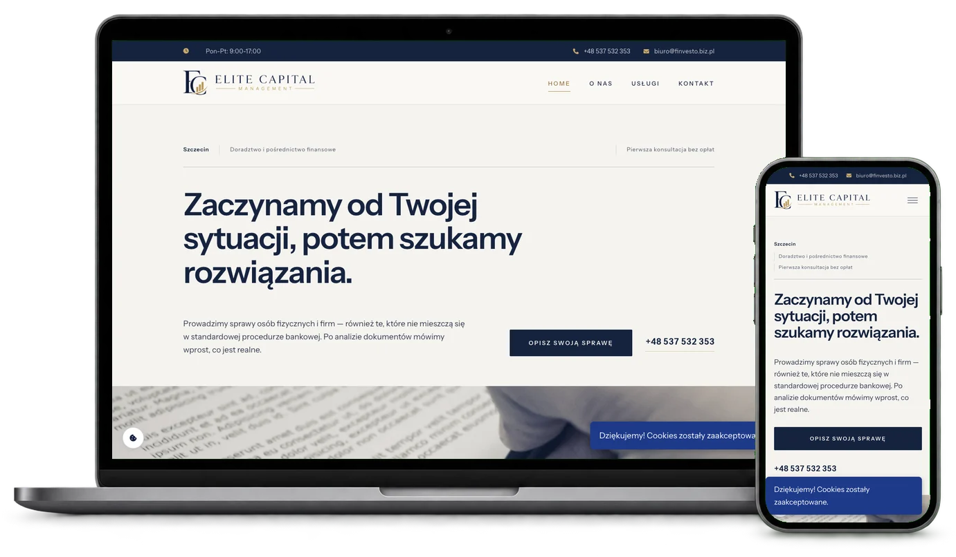 Strona internetowa Elite Capital Management