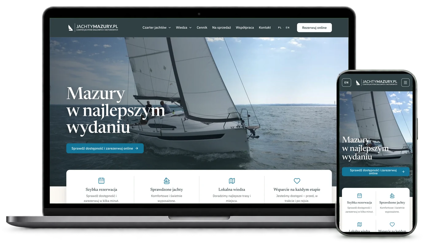 Prezentacja projektu strony Jachty Mazury