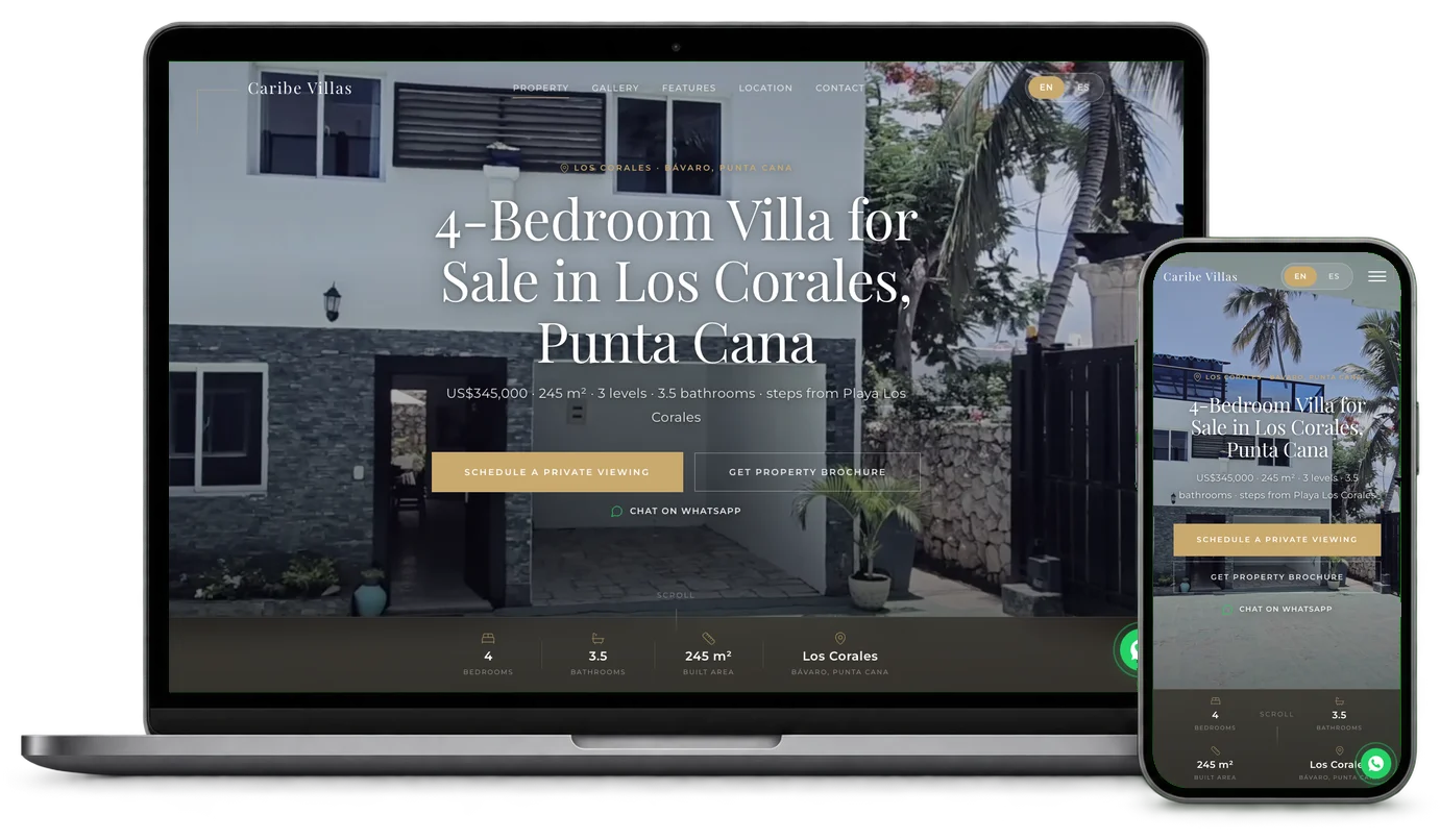 Strona internetowa Caribe Villas